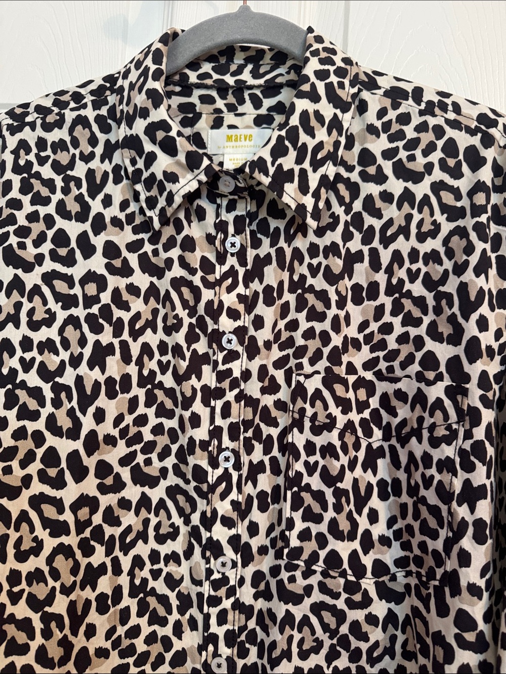 Women’s Maeve by Anthropology Animal Print Button-Up Shirt - Black on Cream - Picture 4 of 4